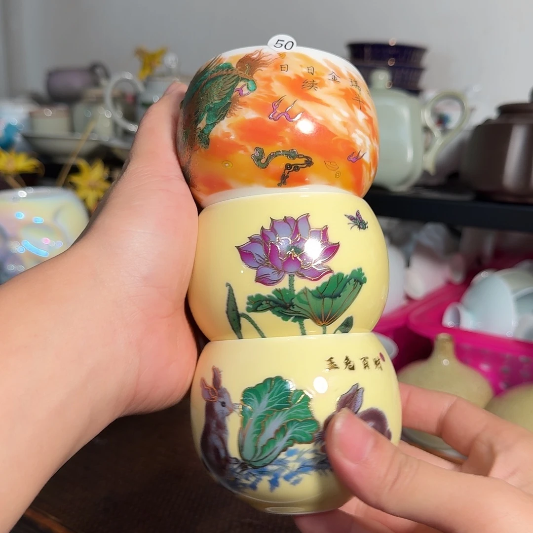 微瑕工厂福利羊脂玉三杯50