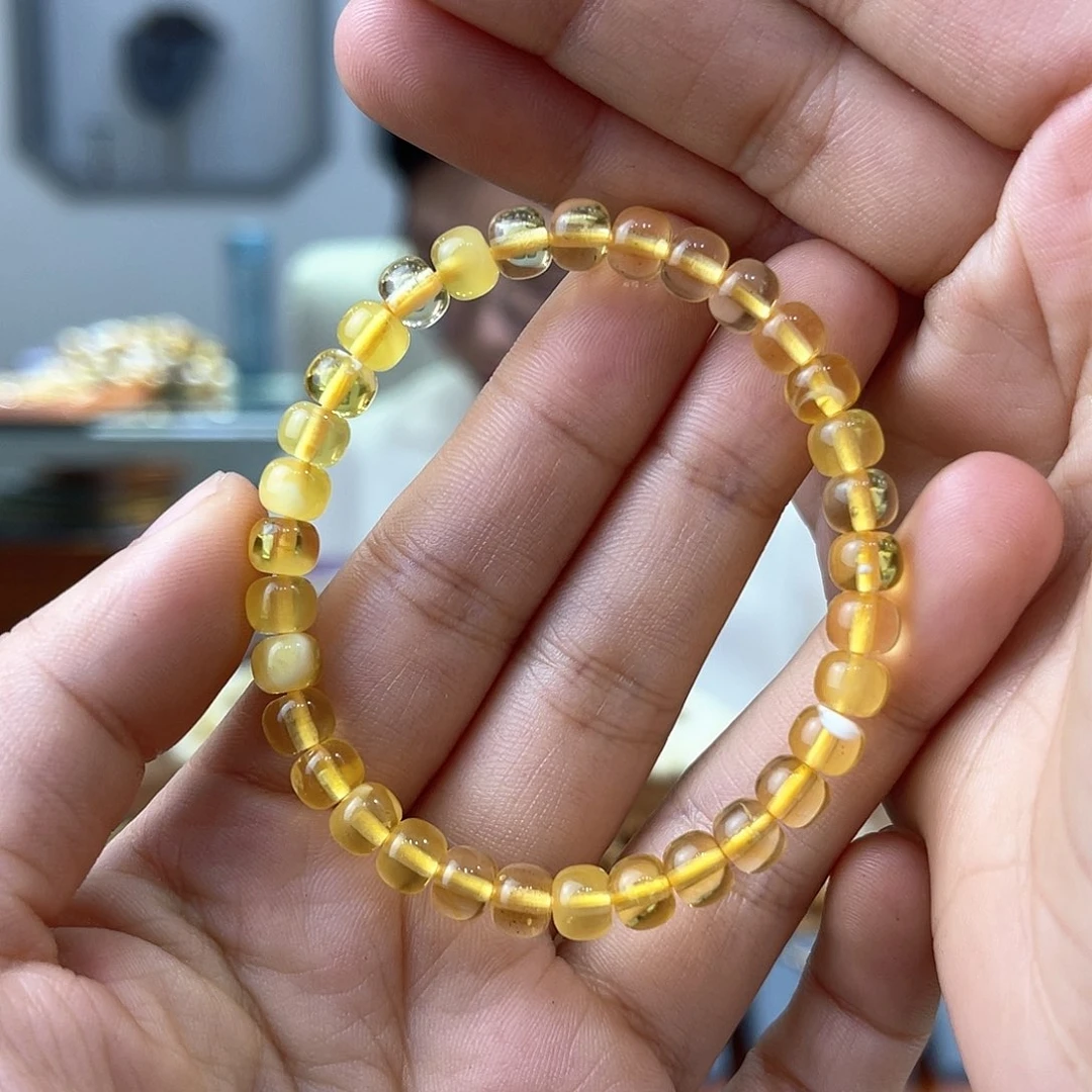 琥珀裸石未镶嵌蜜蜡手串