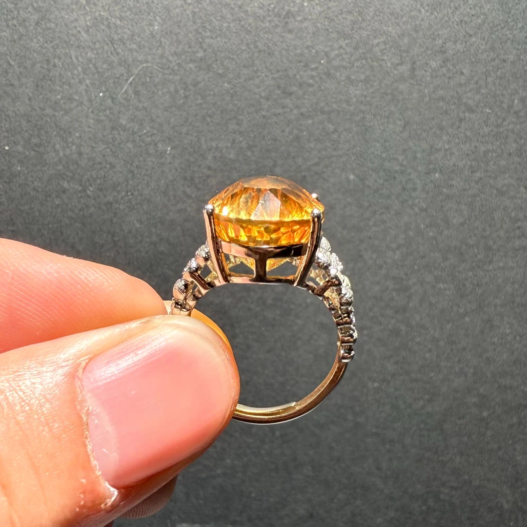 【前程】纯天然黄水晶戒指（18*13*11）