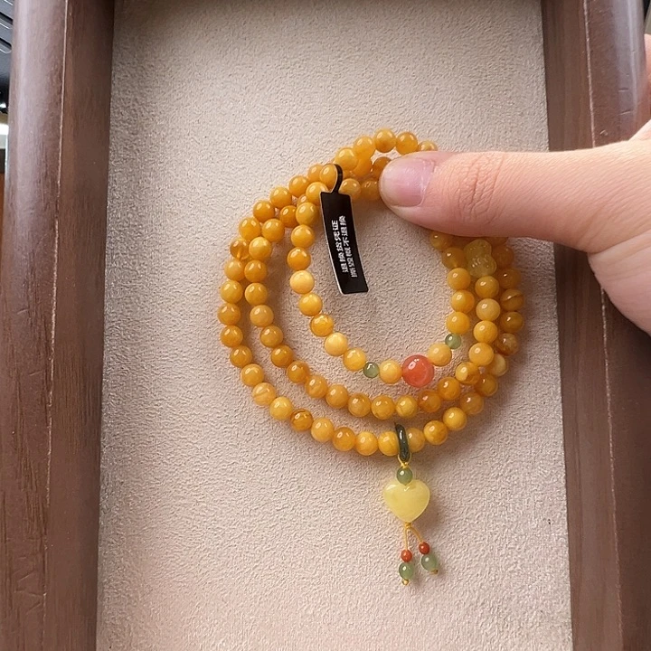 蜜蜡未镶嵌手链6.1mm蜜蜡手串