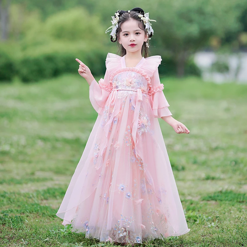 女童汉服2025夏季新款古风儿童古装女孩春秋裙子夏装连衣裙唐装