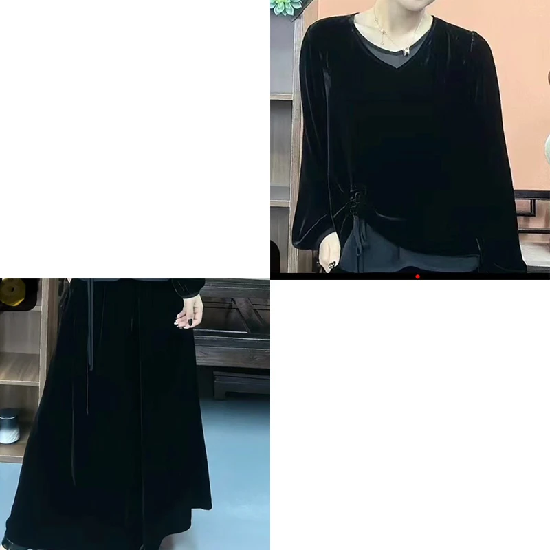 高端时尚百分百桑蚕丝真丝丝绒套装上衣+裤子1178/1177