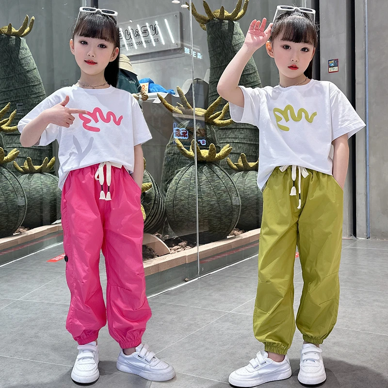 女童装洋气套装2025夏款儿童休闲两件套夏天短袖中大童韩系工装裤