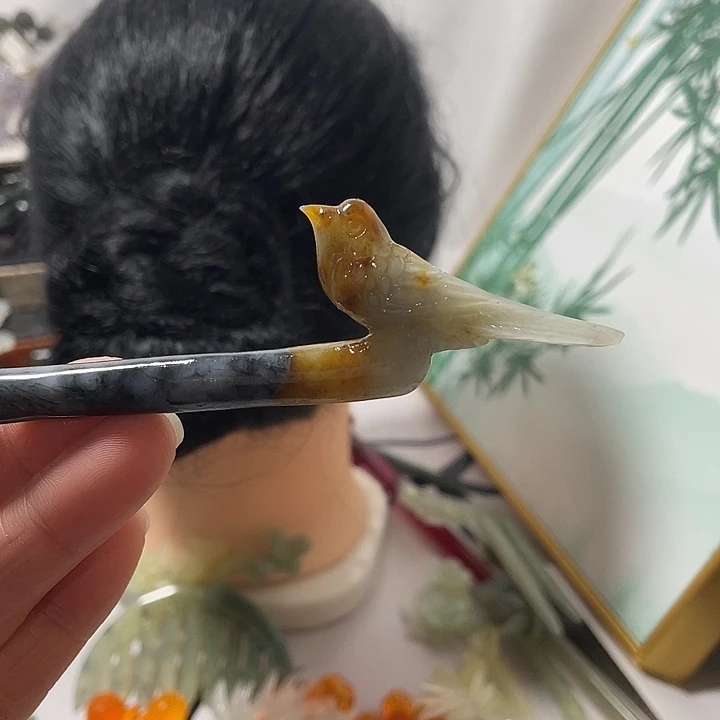 蛇纹石玉合金发饰