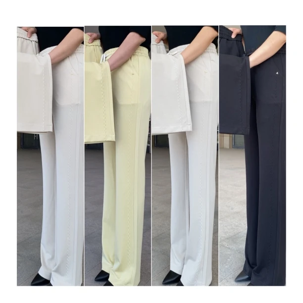 长裤纯色夏季薄料时尚微喇裤高腰显瘦女裤