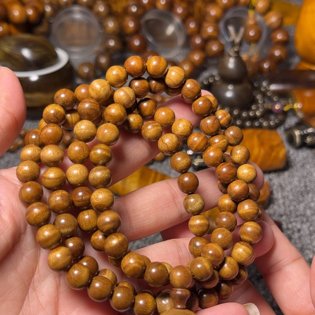 金丝楠枯木花纹佛珠0.8