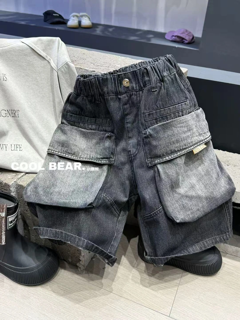 【街舞范】蒙蒙潮童2025夏款裤子中大童大兜街舞款牛仔中裤