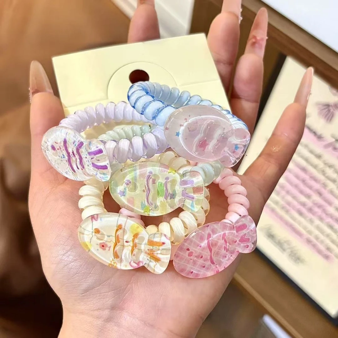 可爱图案清透发夹亮晶晶夏日清透小鱼发绳发圈通百搭少女头饰女