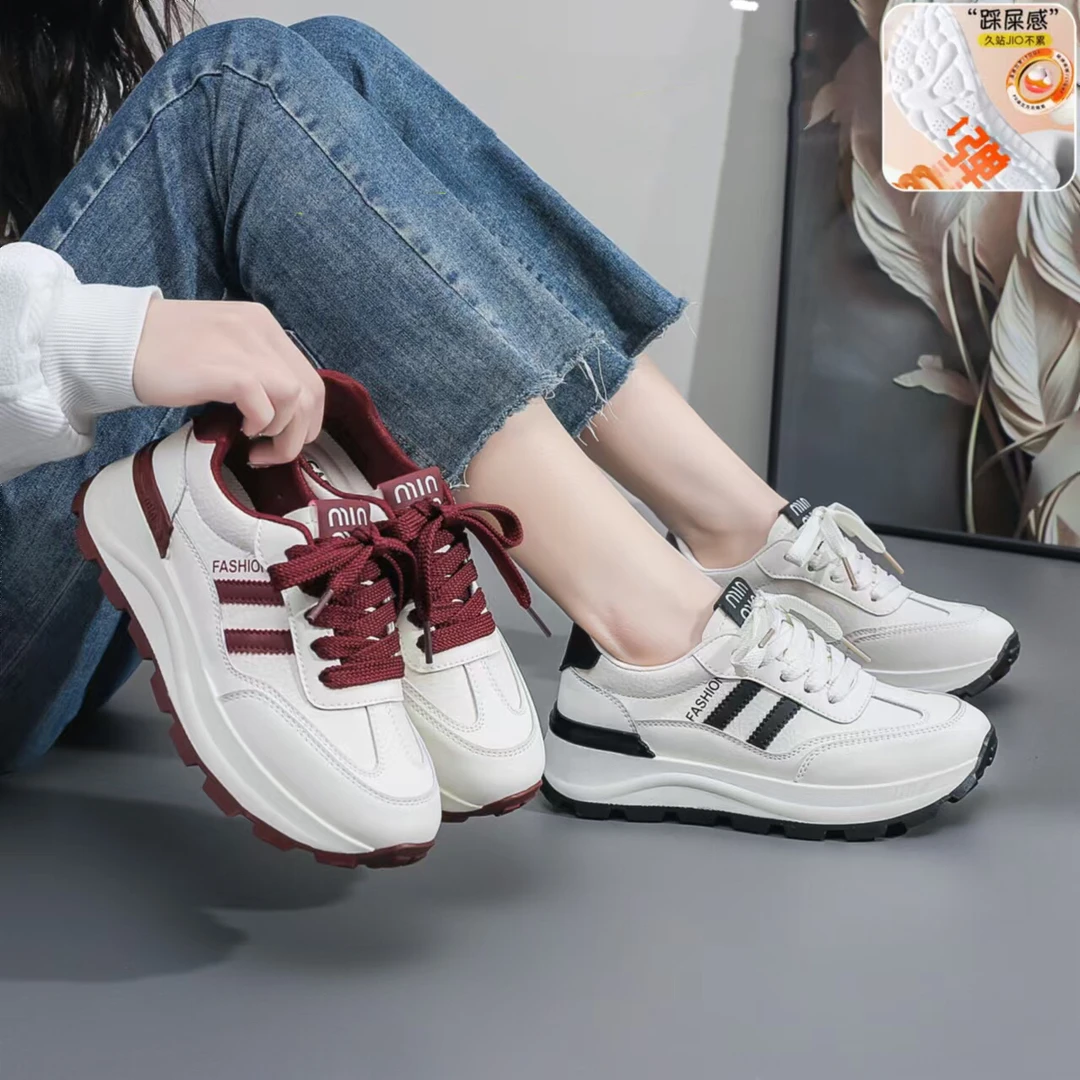 89198厚底阿甘鞋女鞋新款小个子安可拉红白色休闲德训运动老爹鞋