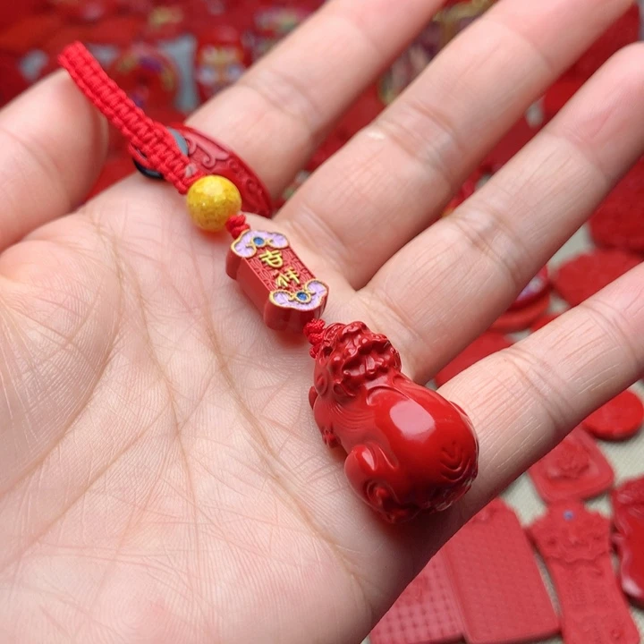 天然辰砂工艺品朱砂钥匙扣