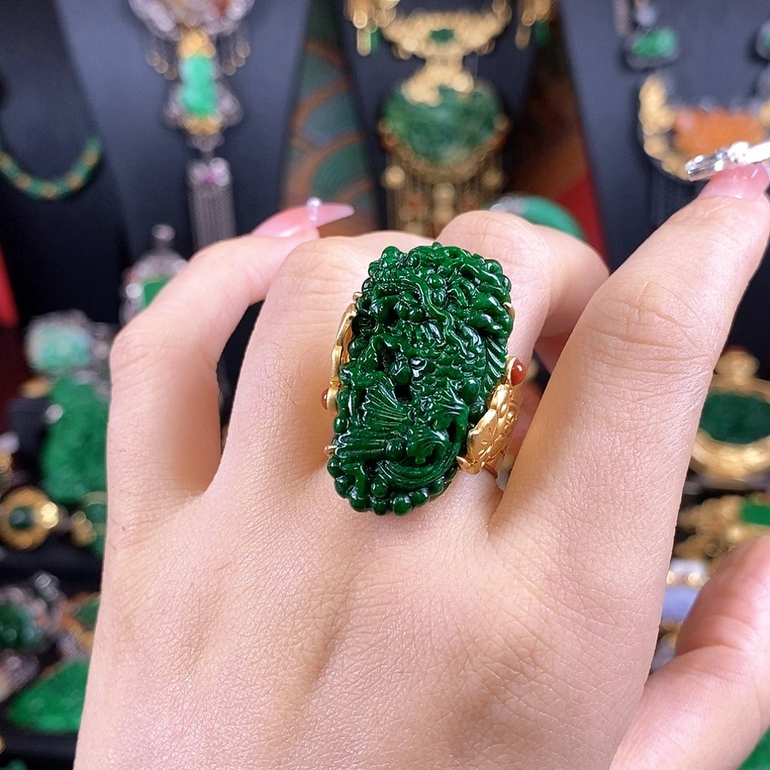 翡翠银S925镶嵌戒指戒指