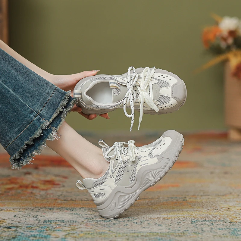 「7cm」内增高百搭德训鞋女2025春季新款阿甘鞋透气网面运动休闲鞋