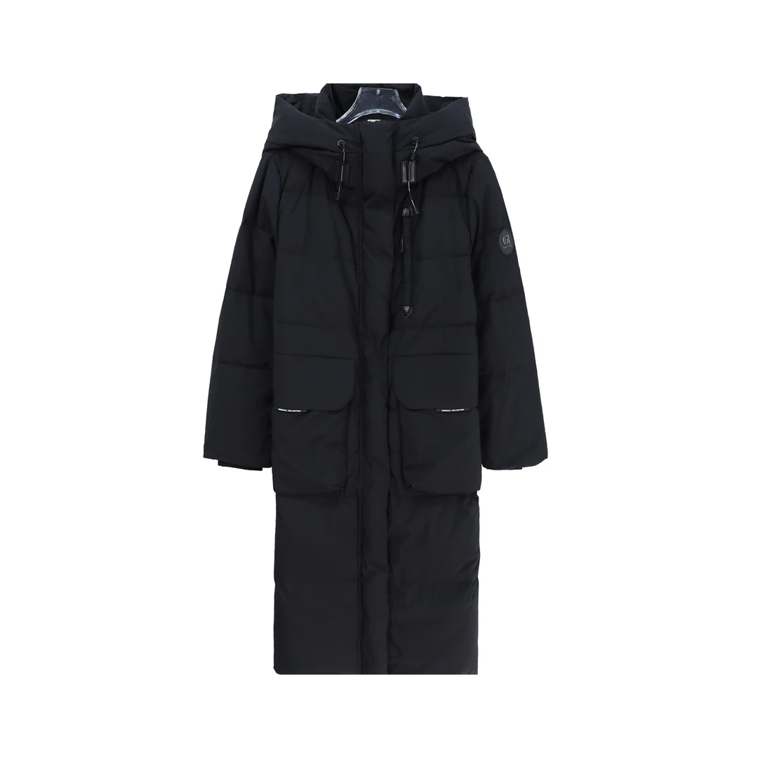 连帽宽松长款加厚双拉链潮流保暖羽绒服U265