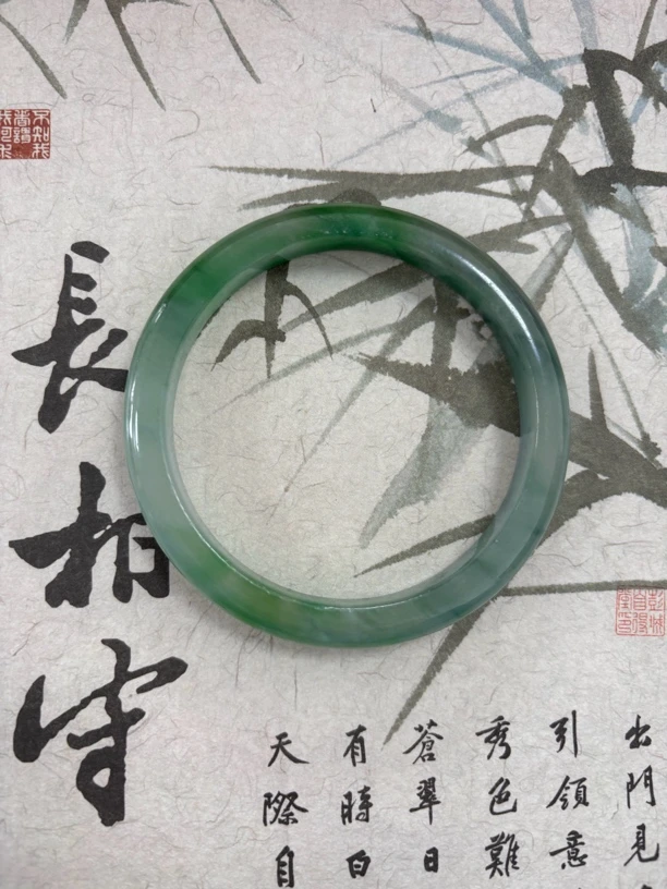 X460-五八加飘花缅甸翡翠手镯