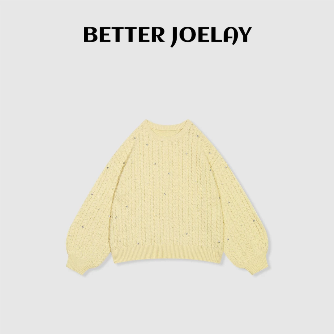 BETTER JOELAY-【珍珠水钻】时尚针织毛衣个性慵懒WS92268