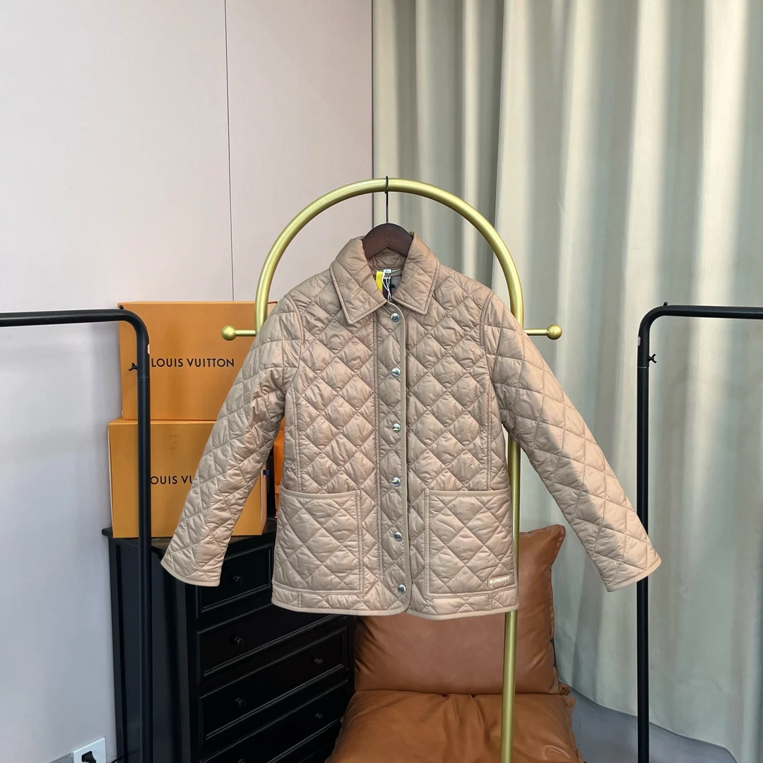99新 BURBERRY/博柏利 棕色格纹满印棉服S码