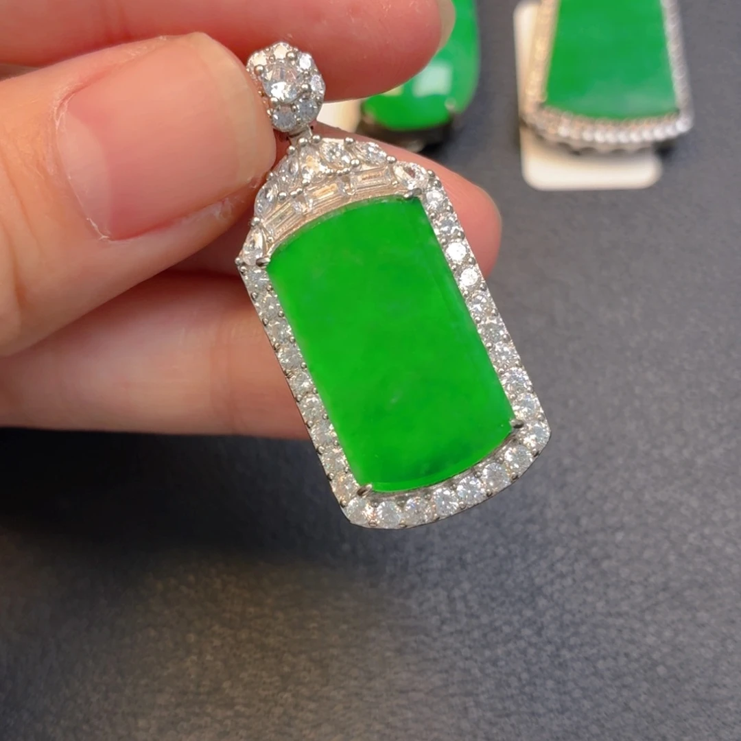 翡翠银S925镶嵌吊坠(不含链)