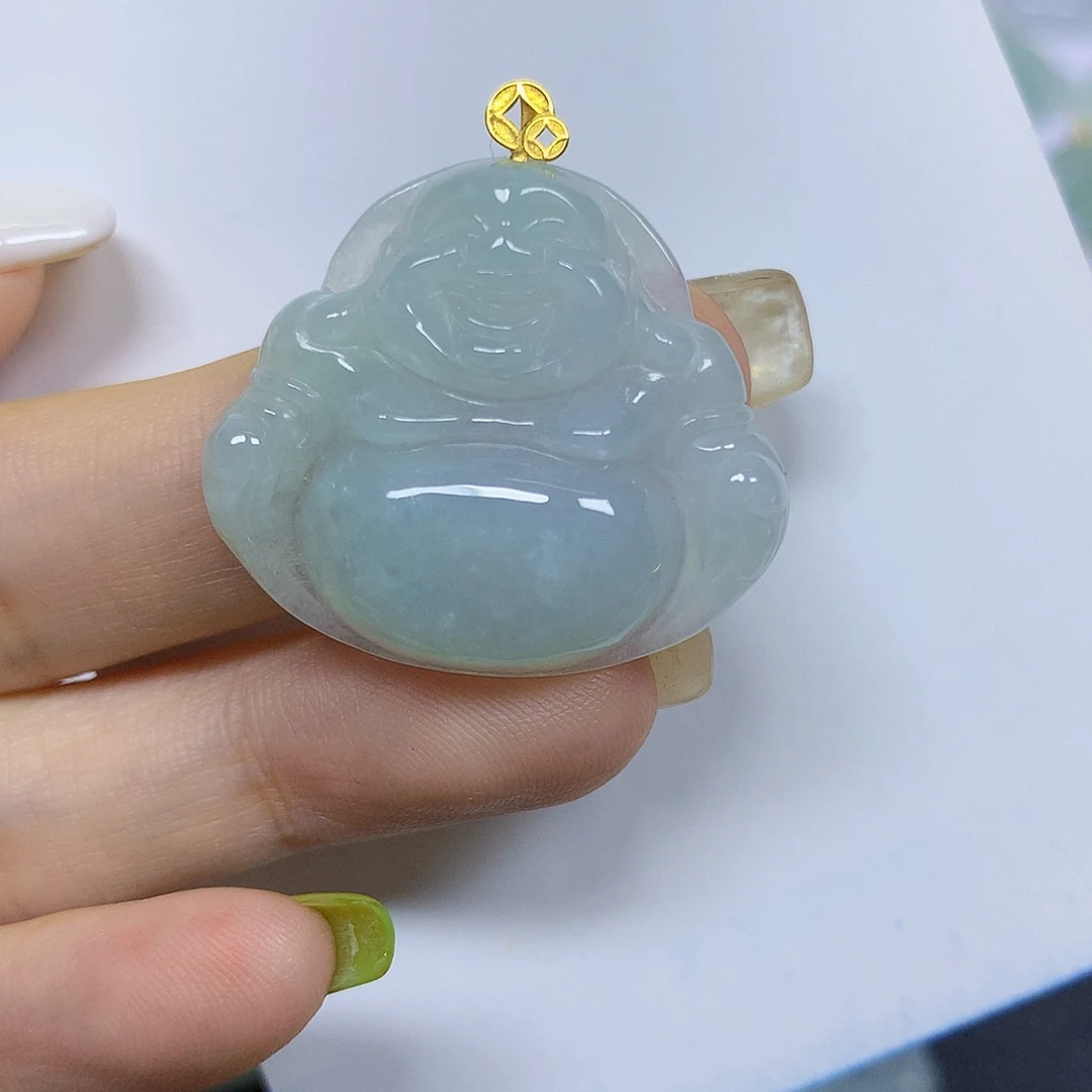 红***红翡翠18K金镶嵌颈饰挂件