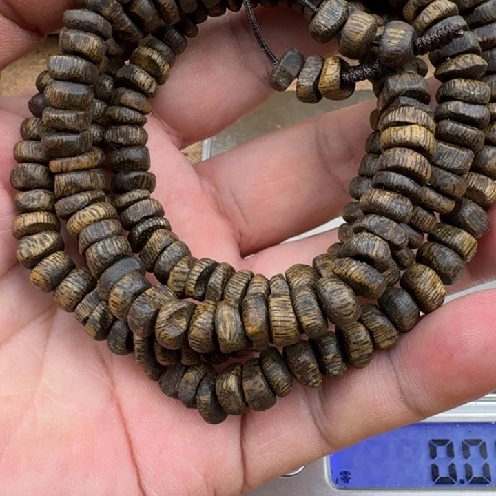 白***杨手串沉香蓝宝石手串28克加