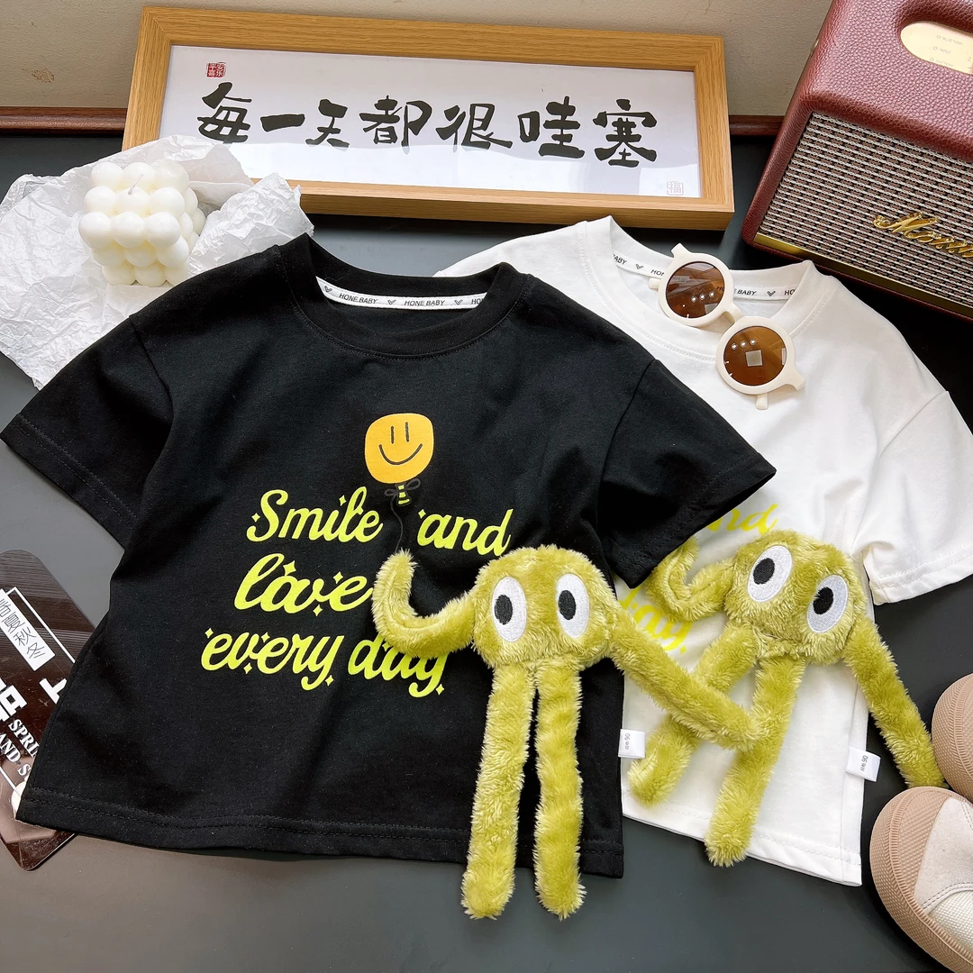 （亲子装）2025新款男女童时尚印花立体玩偶可爱百搭休闲纯棉T恤