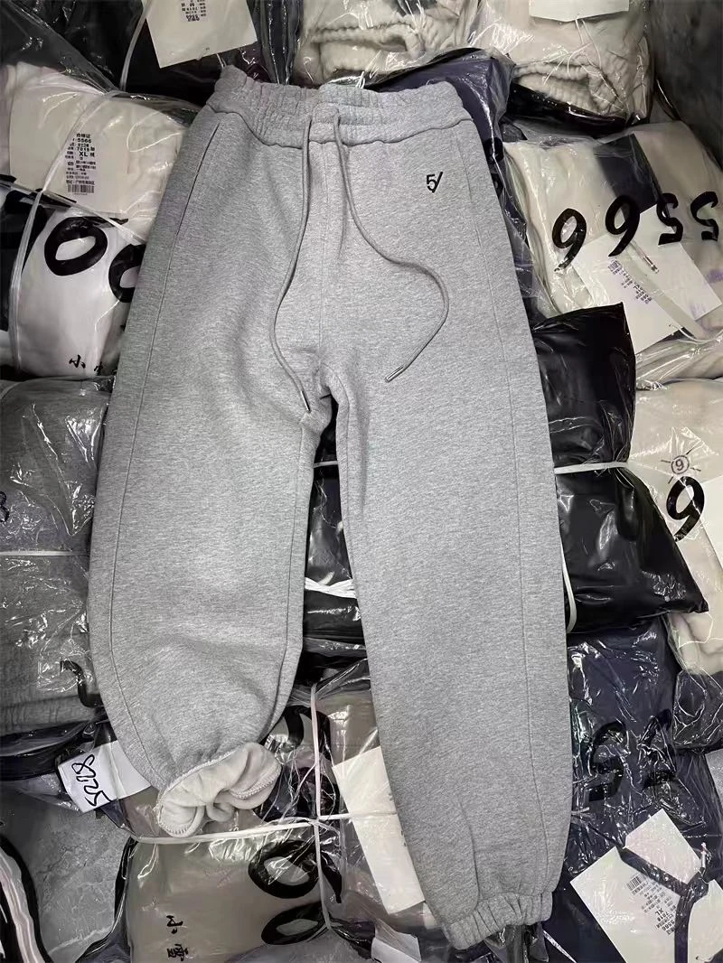设计感双裤腰字母刺绣加绒休闲裤美式冬季新款显瘦宽松直筒卫裤潮