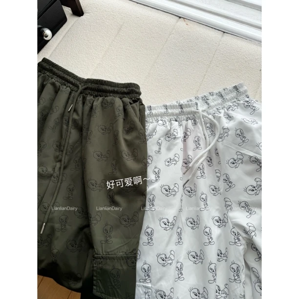 脸脸崔弟印花调节绳工装束腿休闲宽松潮流时尚设计