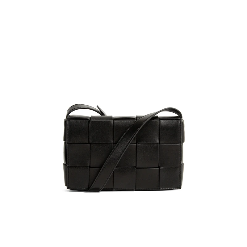 羊皮手工编织十五格单肩斜挎包 8010