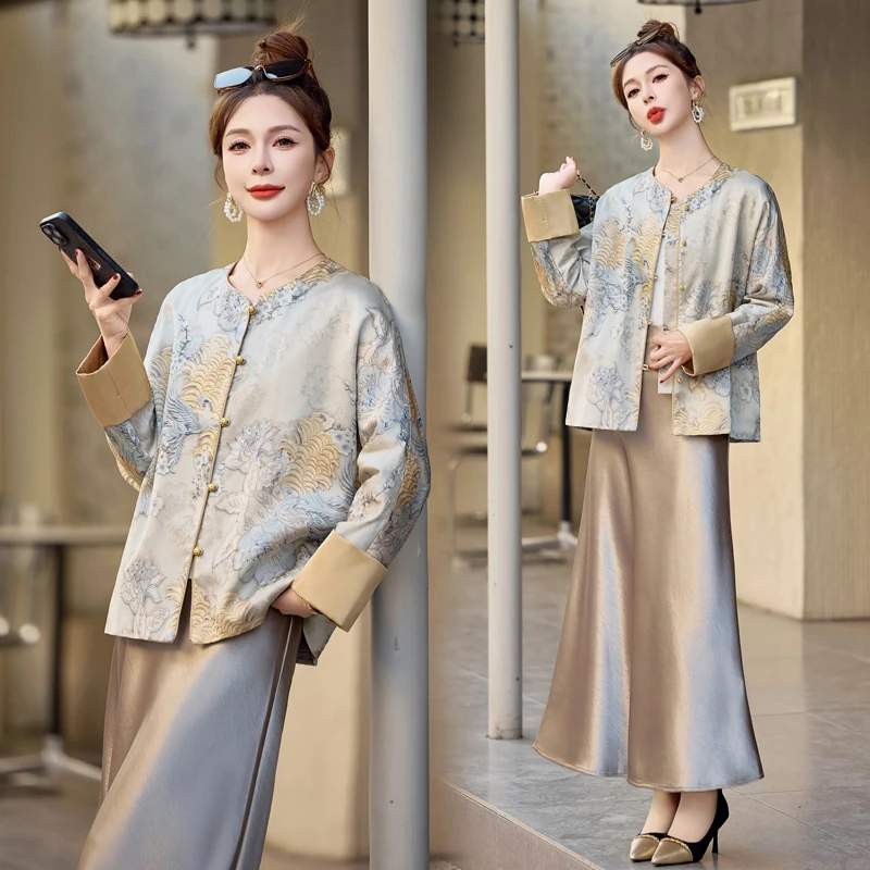 国风外套女款爆款新款春秋上衣百搭高贵洋气新中式妈妈秋装古风