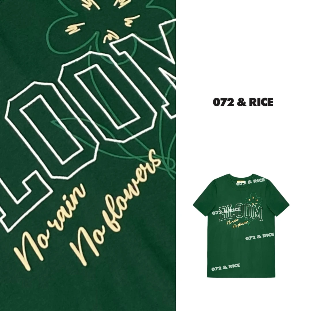 072 & RICE【绿花TEE】棉 夏季休闲百搭短袖T恤 Z-32NB404