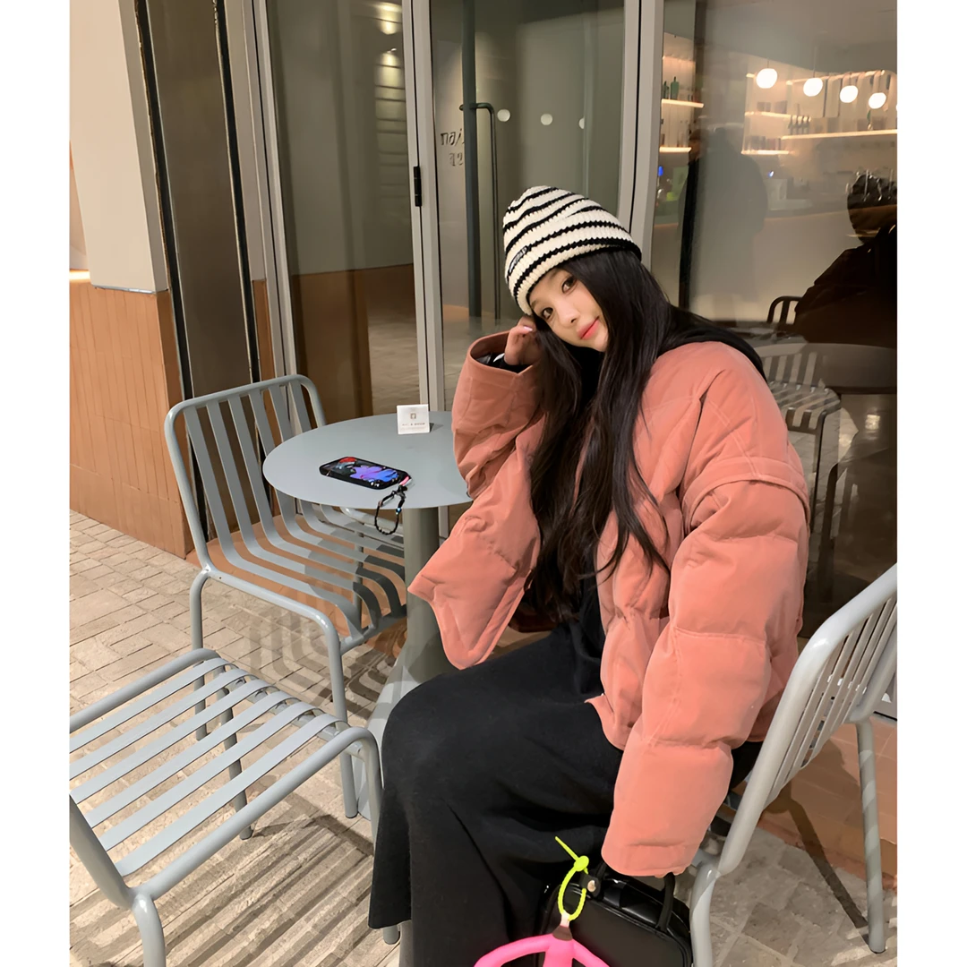 区区欧阳短款丝绒羽绒服女冬季加厚90白鸭绒小个子面包服保暖外套