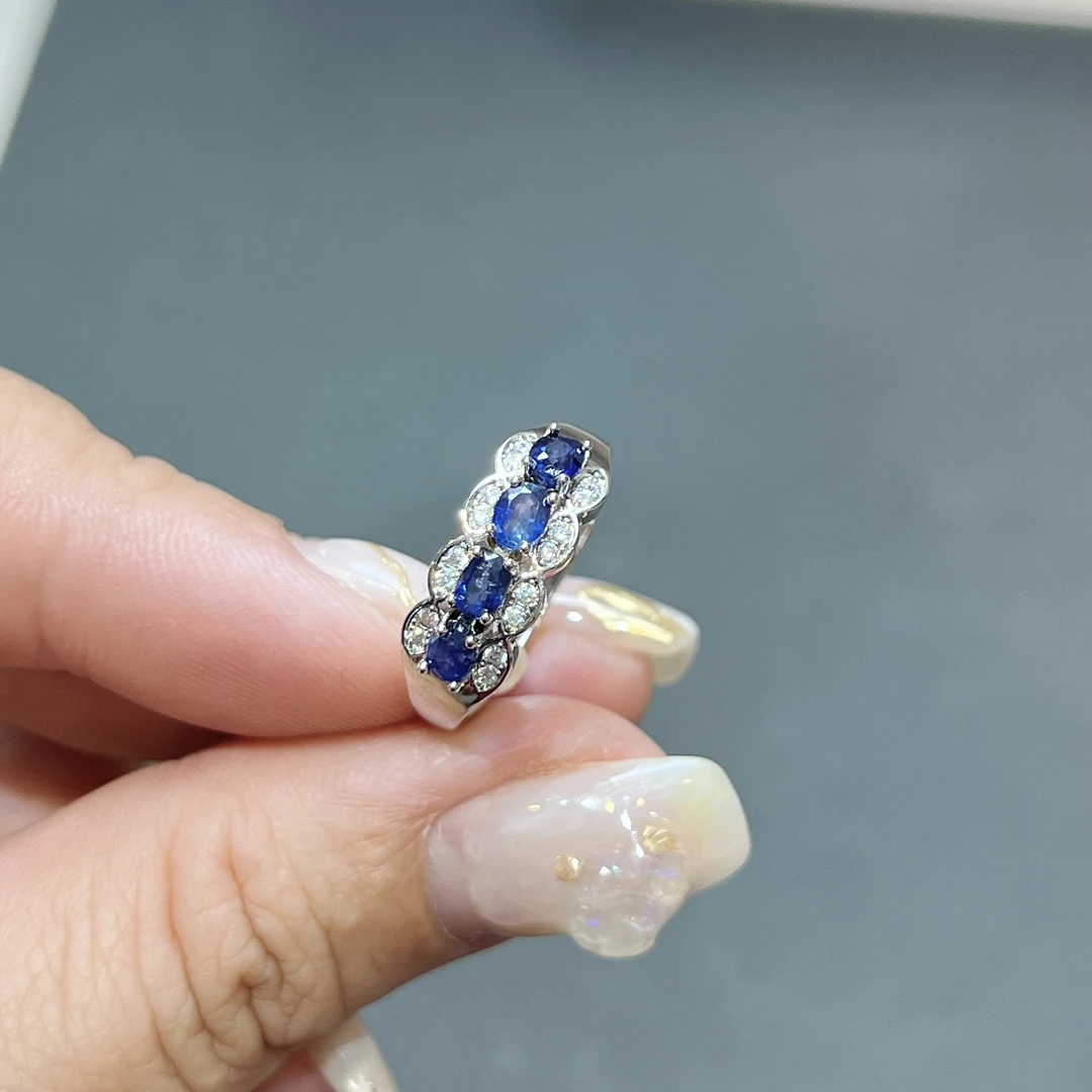 【上旭珠宝】天然蓝宝石戒指  设计款气质开口戒指 多样性发一件