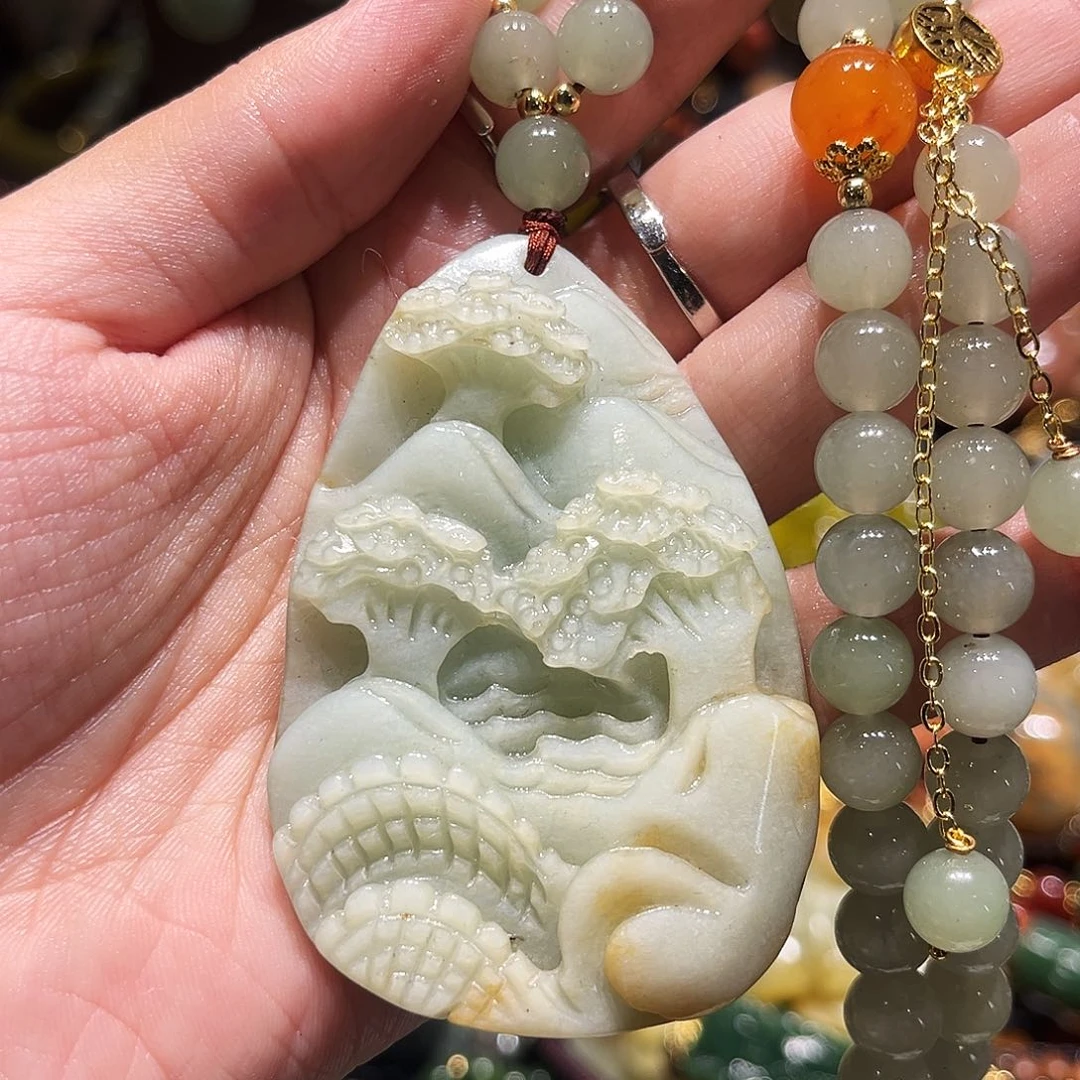 未镶嵌岫玉毛衣链