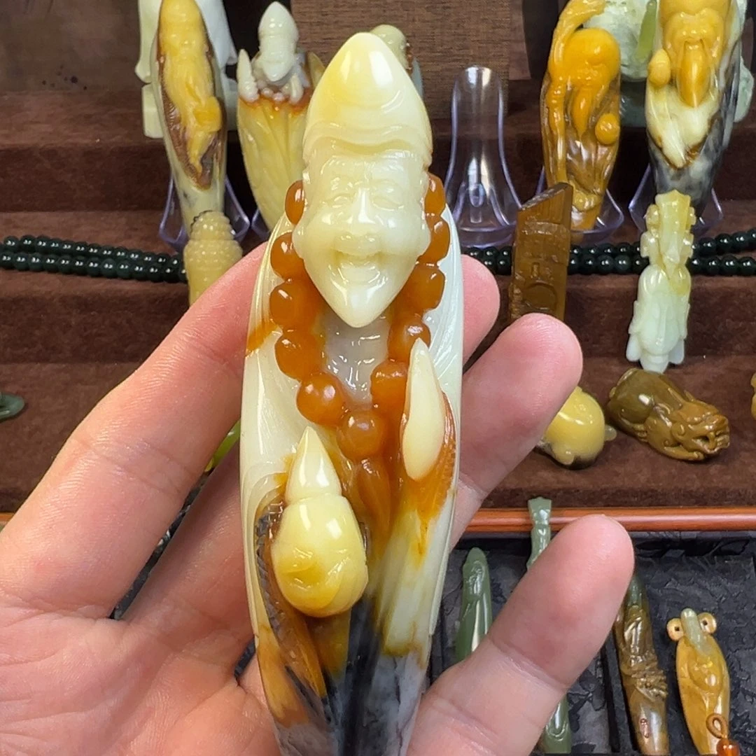 岫玉未镶嵌手把件天然岫玉