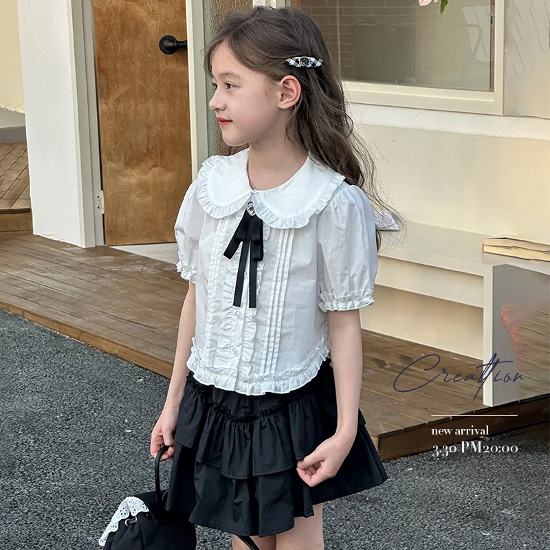女童夏季套装2025夏装新款儿童韩系学院风JK两件套中大童衬衫半裙