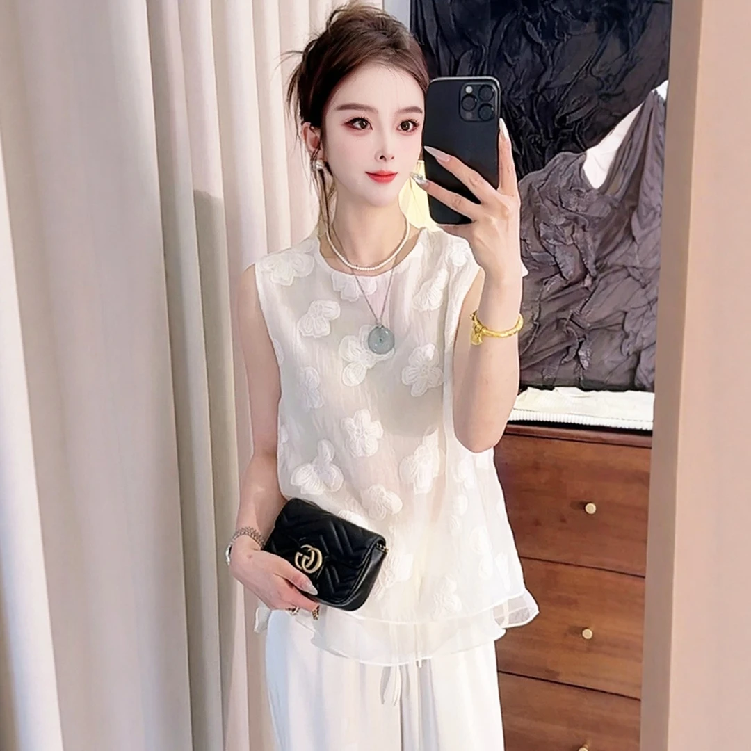 衬衫女夏设计感轻奢减龄洋气新中式国风女装2025新款夏季无袖上衣