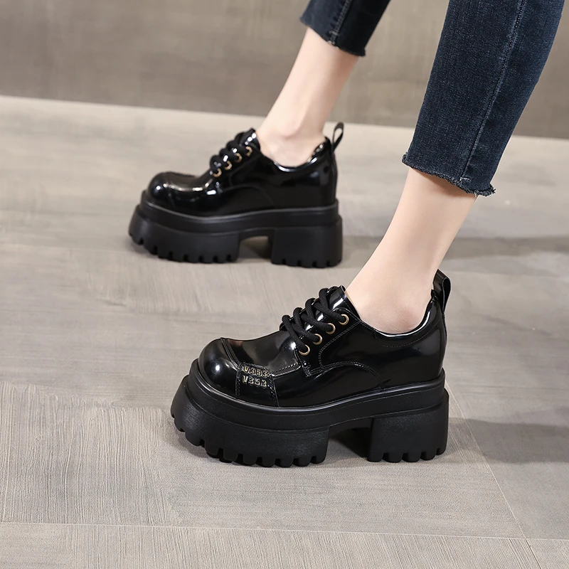 HS9778-71内增高厚底时尚百搭乐福鞋女2025年春季新款单鞋小皮鞋