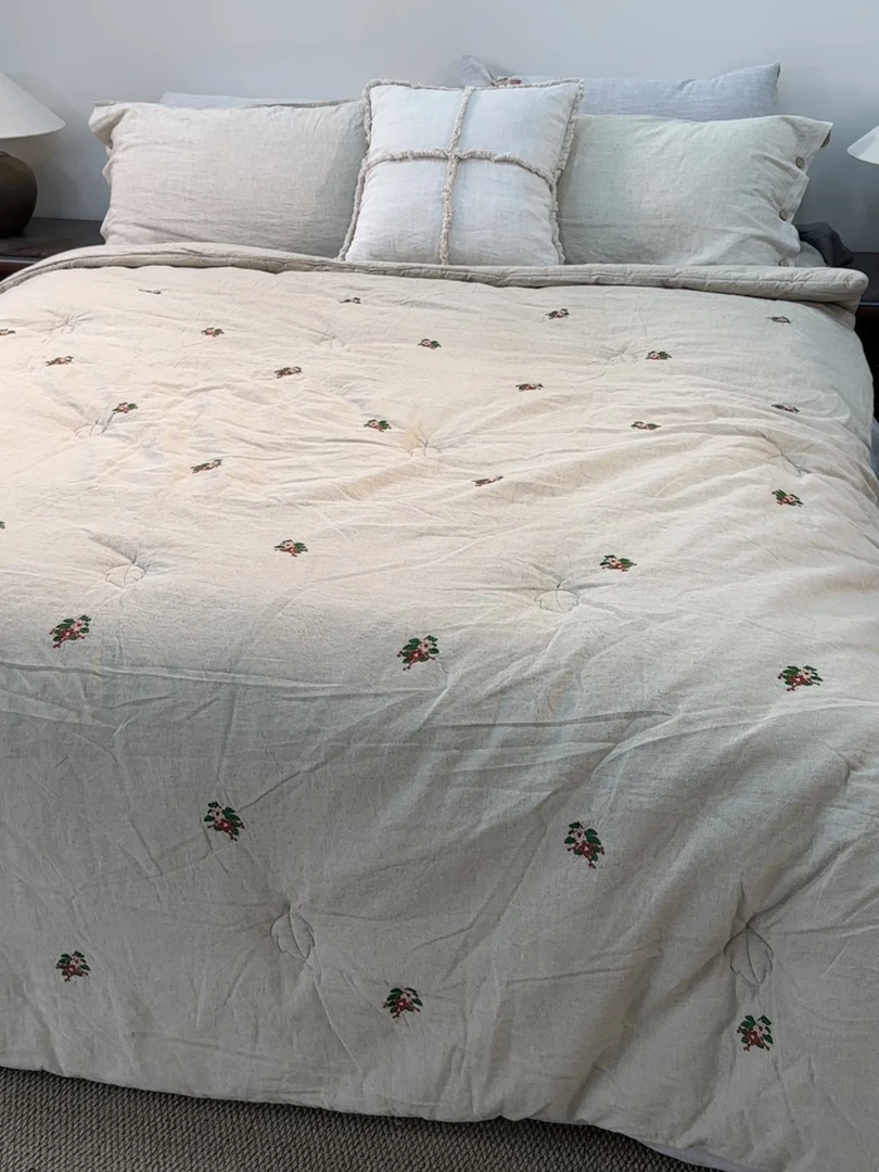 {春野}花影 罗布麻红麻刺绣款冬被