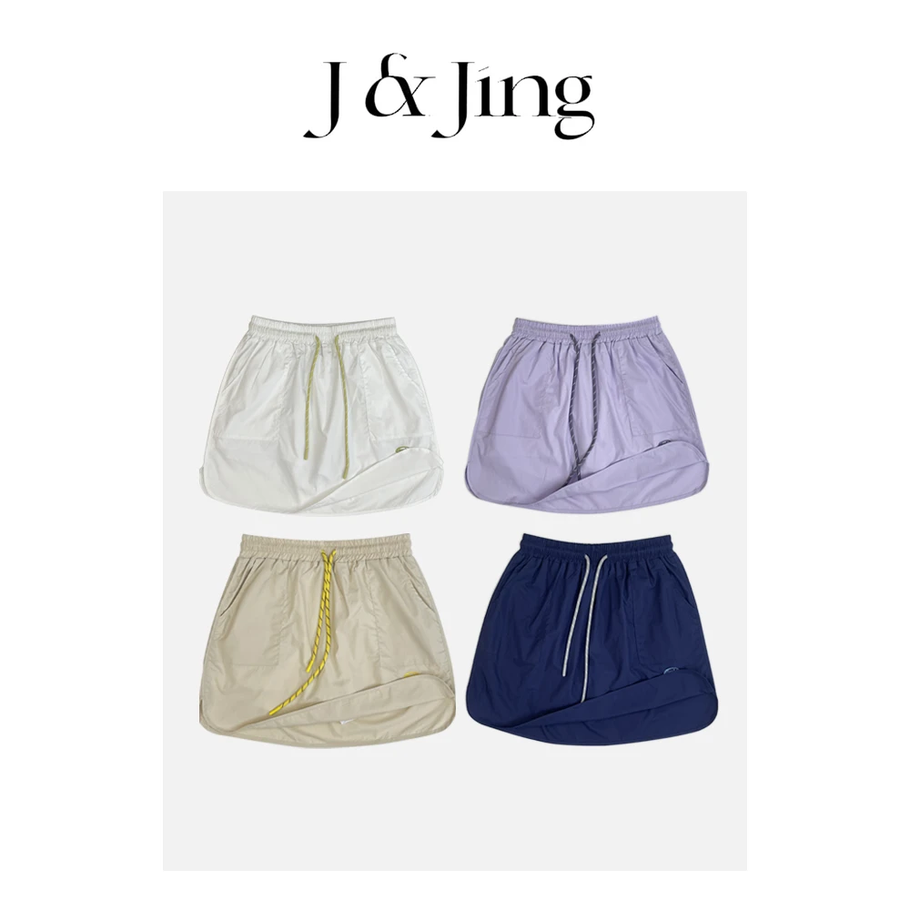 J&Jing-「热恋岛屿」-春款上新~韩系速干小众高腰A字裙裤163-1809