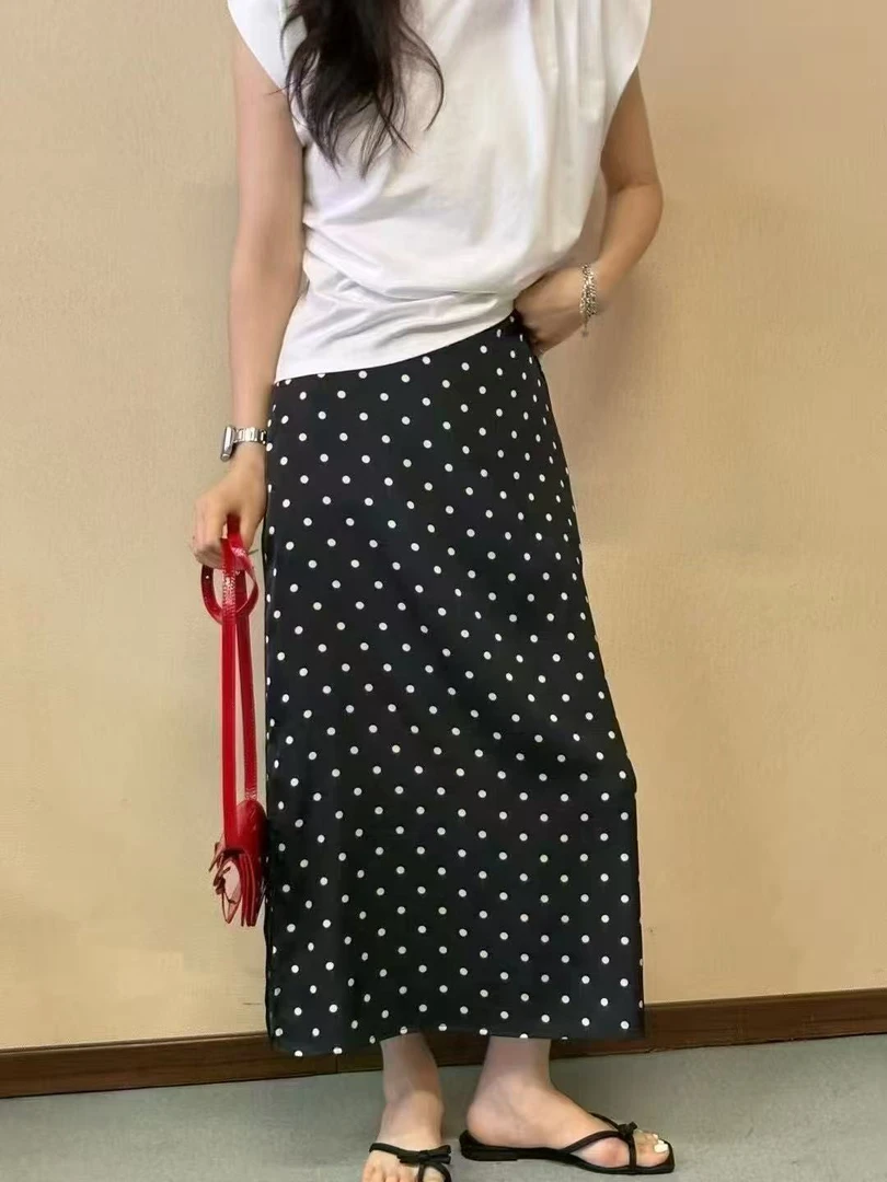 依凡家波点醋酸半裙