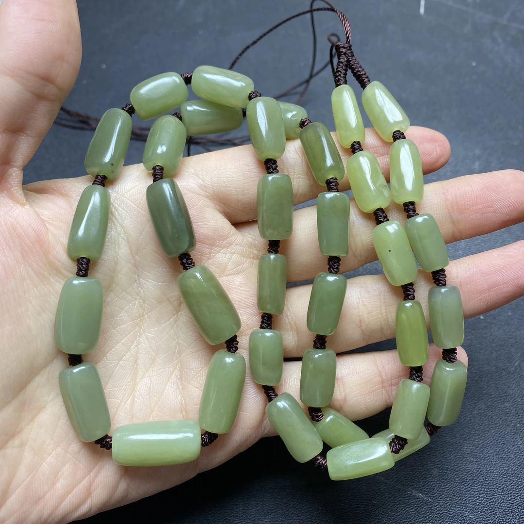 和田玉青黄口竹节链手编款 多样性发其一