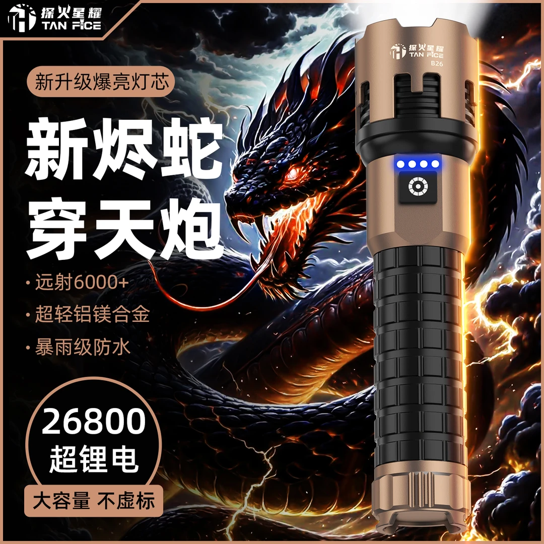 【祥龙】铝合金多功能伸缩变焦远射户外超长续航强光手电筒