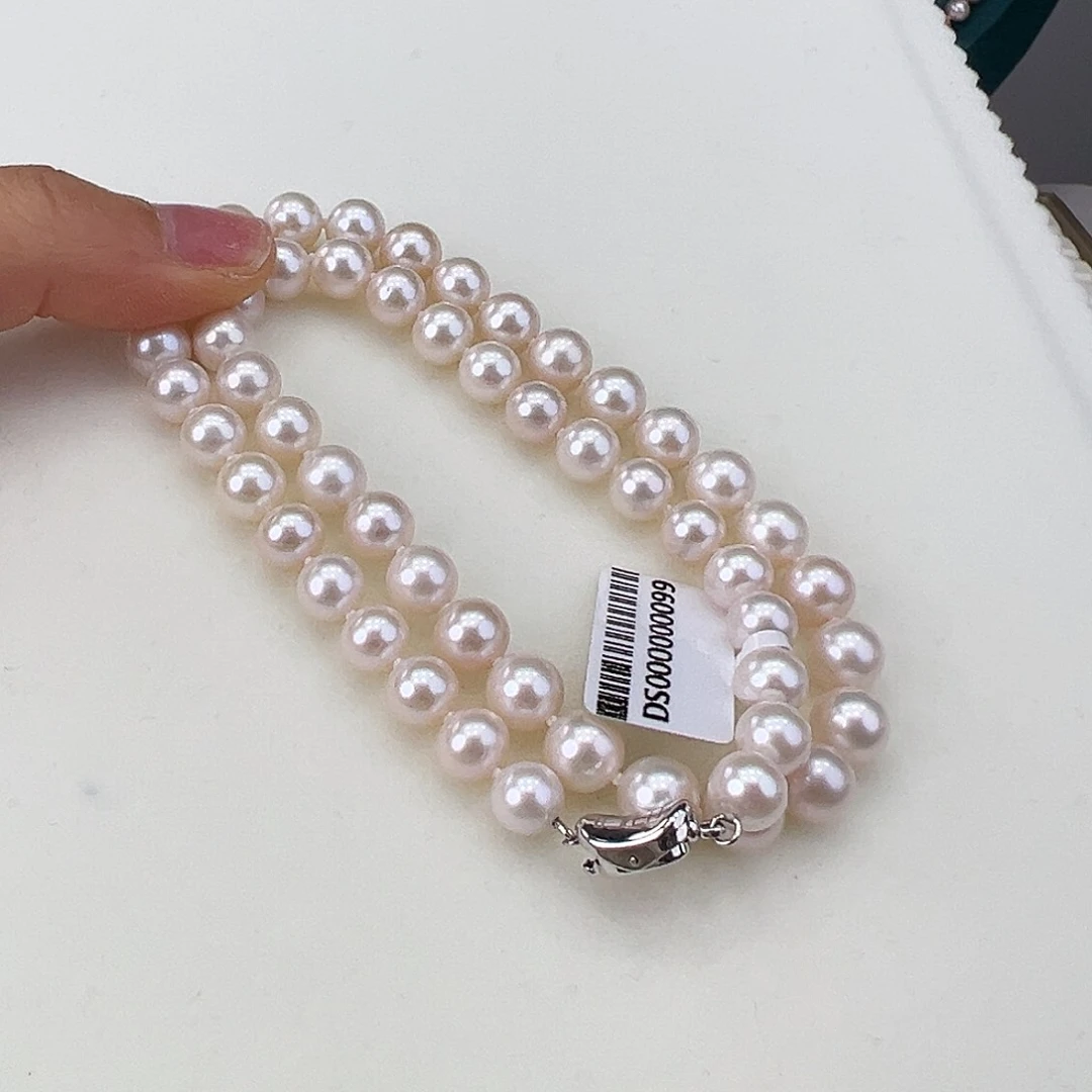 淡水珍珠颈饰银S925镶嵌➕7.8高品极光天女粉