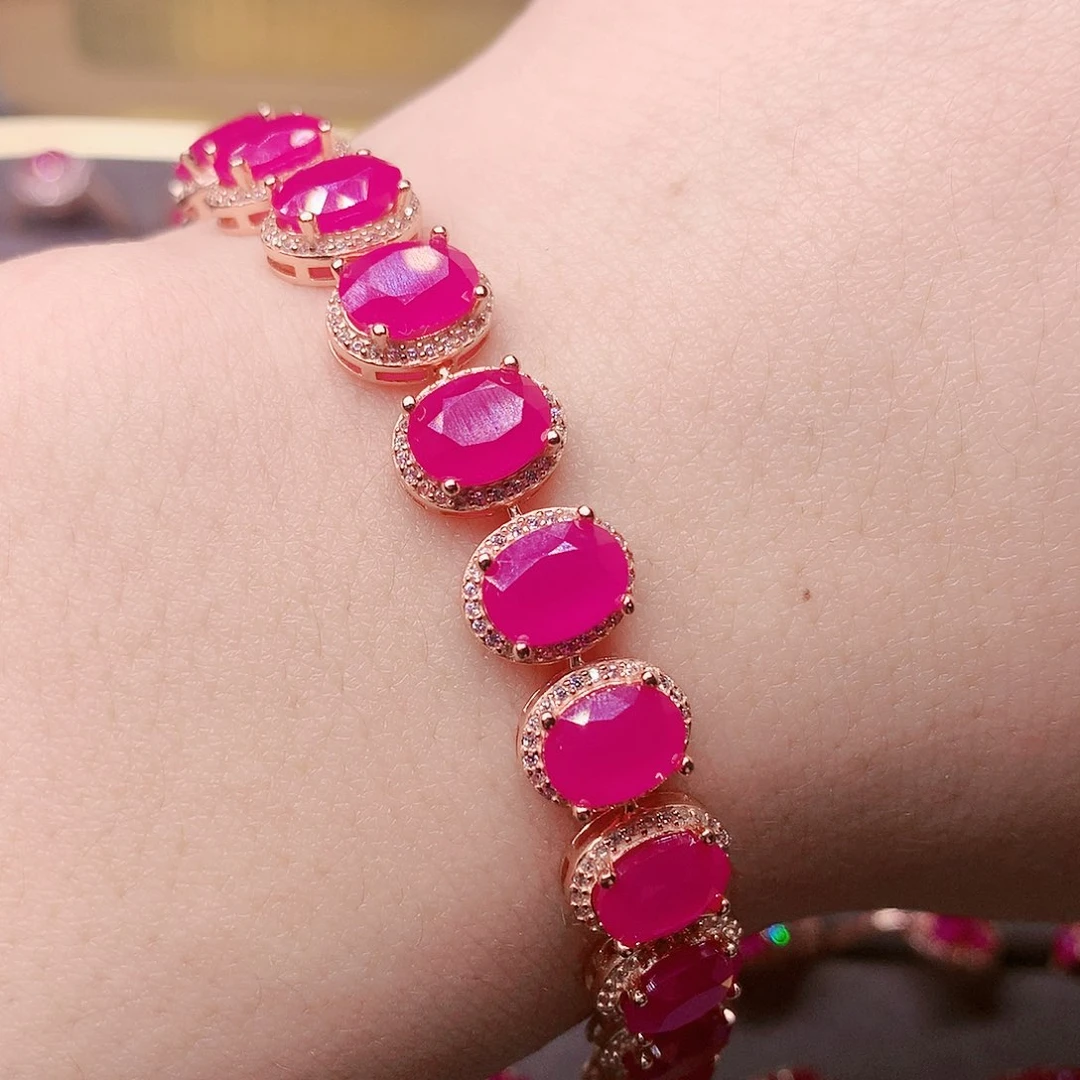 红宝石手链银S925镶嵌