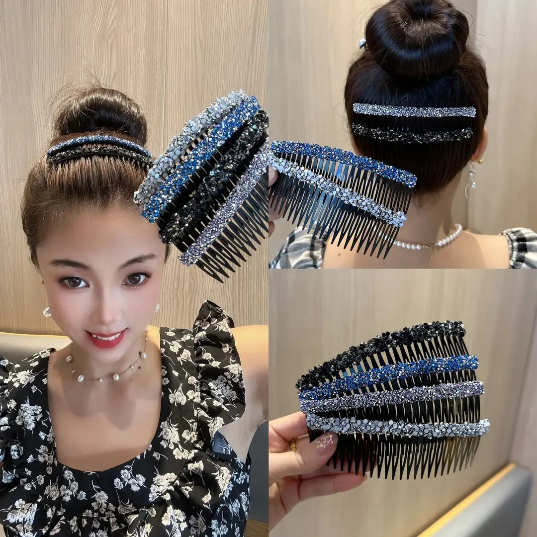 2025新款气质百搭碎发梳炫彩4色倒插梳前额刘海后脑勺碎发固定