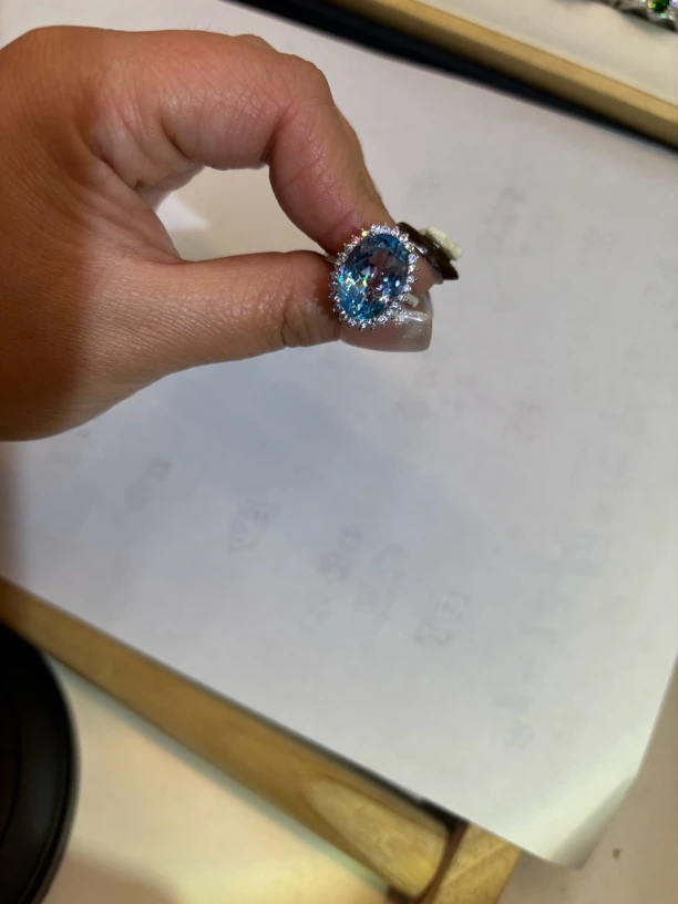 天然托帕石戒指s925银镶嵌