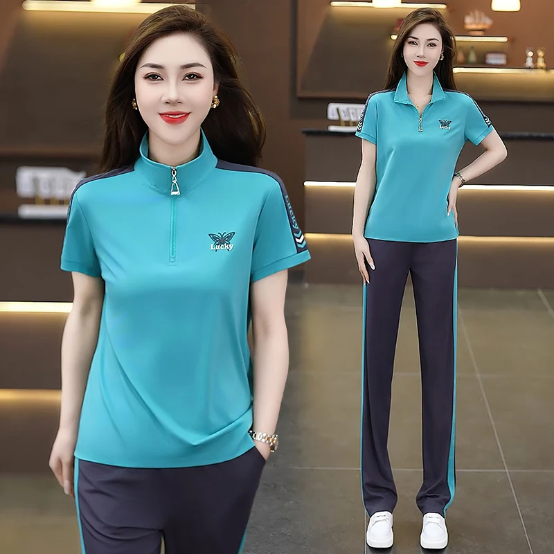 运动套装女2025年夏季新款百搭休闲修身显瘦女士跑步户外两件套装