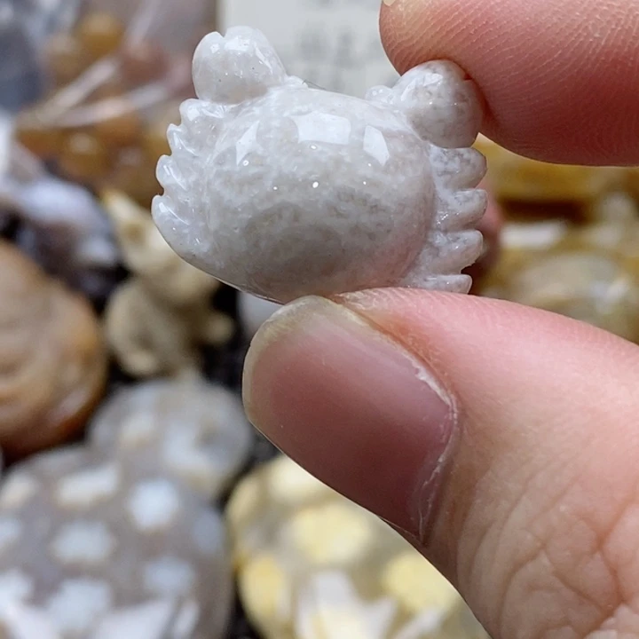 硅化珊瑚（珊瑚玉）颈饰未镶嵌夏**风通孔 小