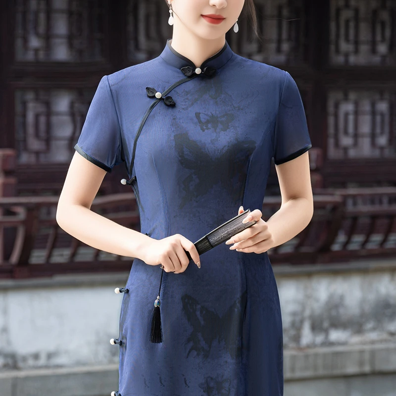 新中式旗袍2025夏季老上海新款素雅国风复古礼服日常可穿改良裙子