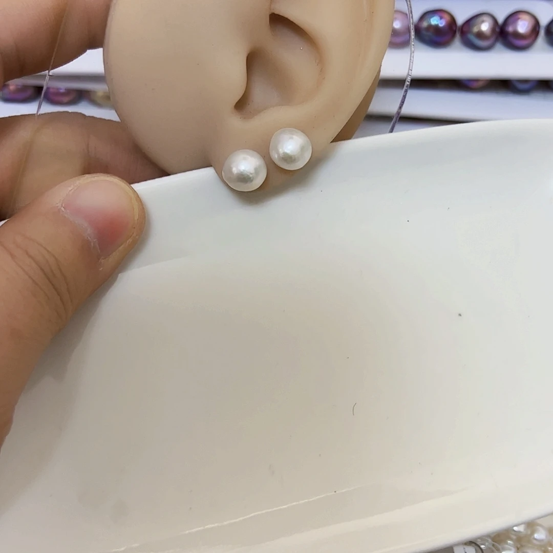 淡水珍珠耳饰银S925镶嵌