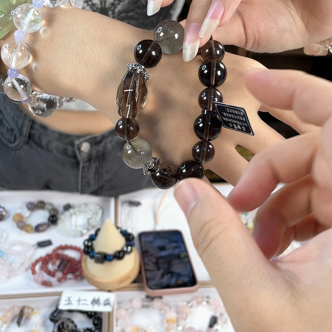 水晶手链银S925镀金镶嵌